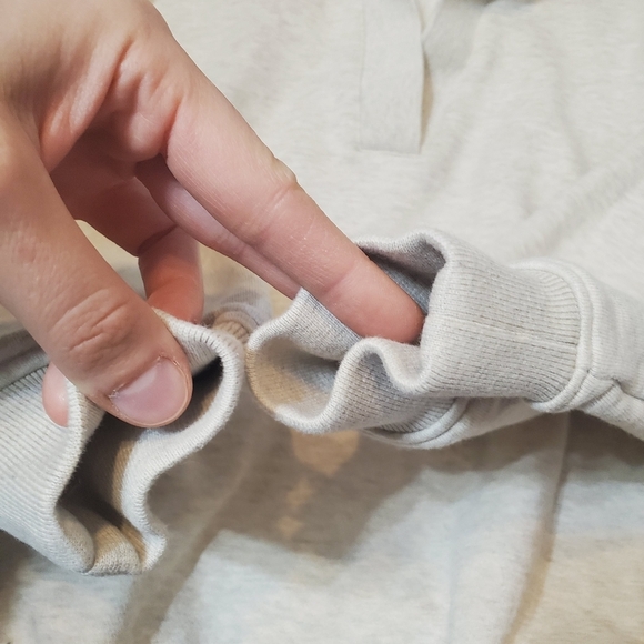 Samsoe Samsoe "Elli polo" long sleeve sweater. Heathered grey and cream. Size S. - Picture 7 of 12